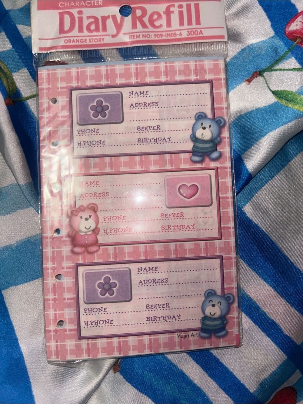 Diary Refill Name Labels - Pink Cute Character Design